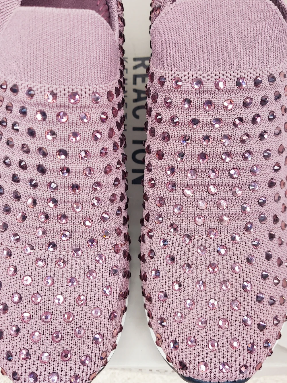 Kenneth Cole Reaction Slip-On Embellished Mauve Knit Sneakers Women's Size 6 NWT